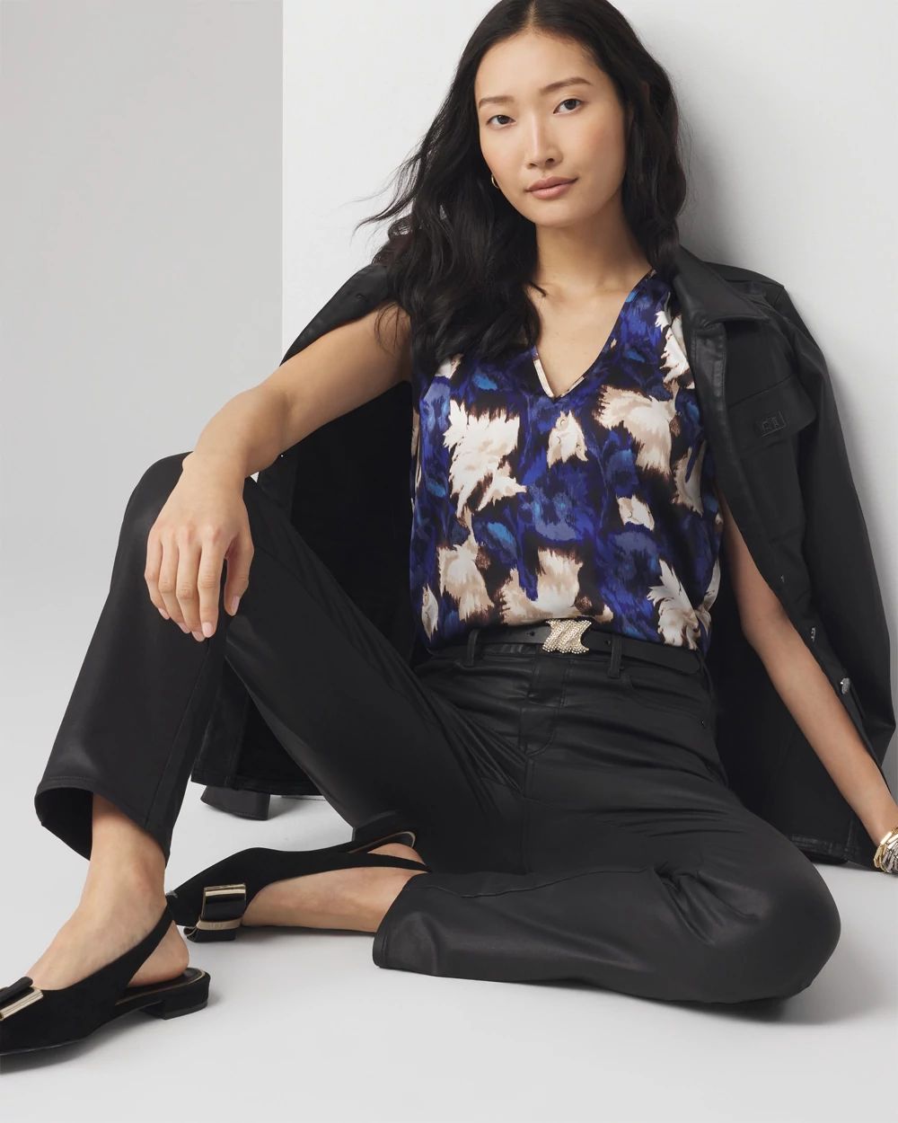 Petite Ruched Shoulder Shell Top click to view larger image.