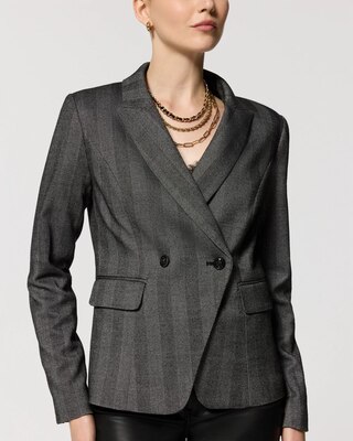 Petite Herringbone WHBM® Cropped Two-Button Studio Blazer click to view larger image.