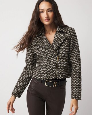 Metallic Tweed Moto Jacket click to view larger image.