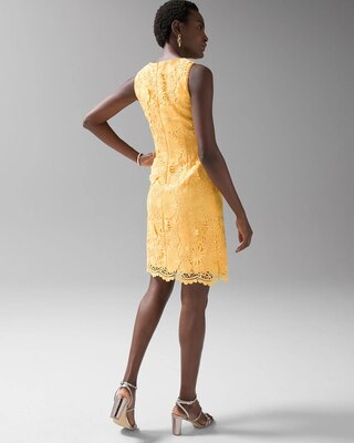 Sleeveless Embroidered Lace Shift Dress