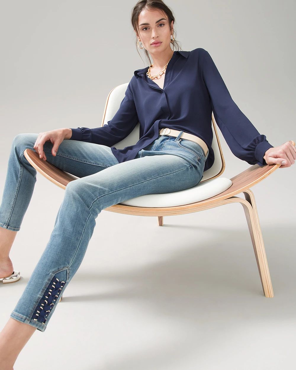 High-Rise Sculpt Skinny Lace Hem Crops