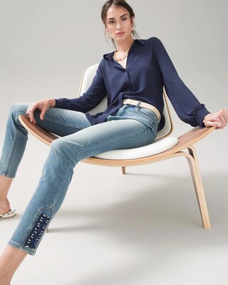 High-Rise Sculpt Skinny Lace Hem Crops