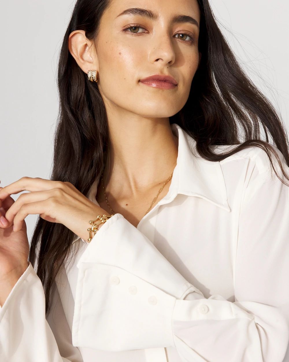 Long-Sleeve Flare Cuff Shirt