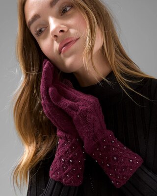 Faux Pearl Embellished Gloves