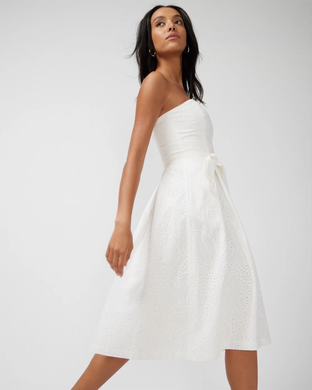 Strapless Eyelet Fit-and-Flare Dress