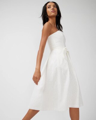 Strapless Eyelet Fit-and-Flare Dress