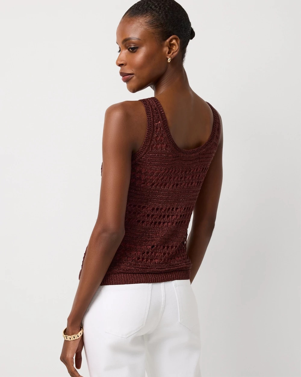 Metallic Scoop Neck Sweater Tank