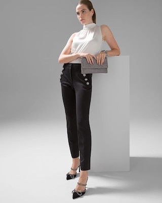 WHBM® Jolie Button Straight Scuba Knit Pant