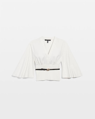 Knit Mix Surplice Blouse click to view larger image.