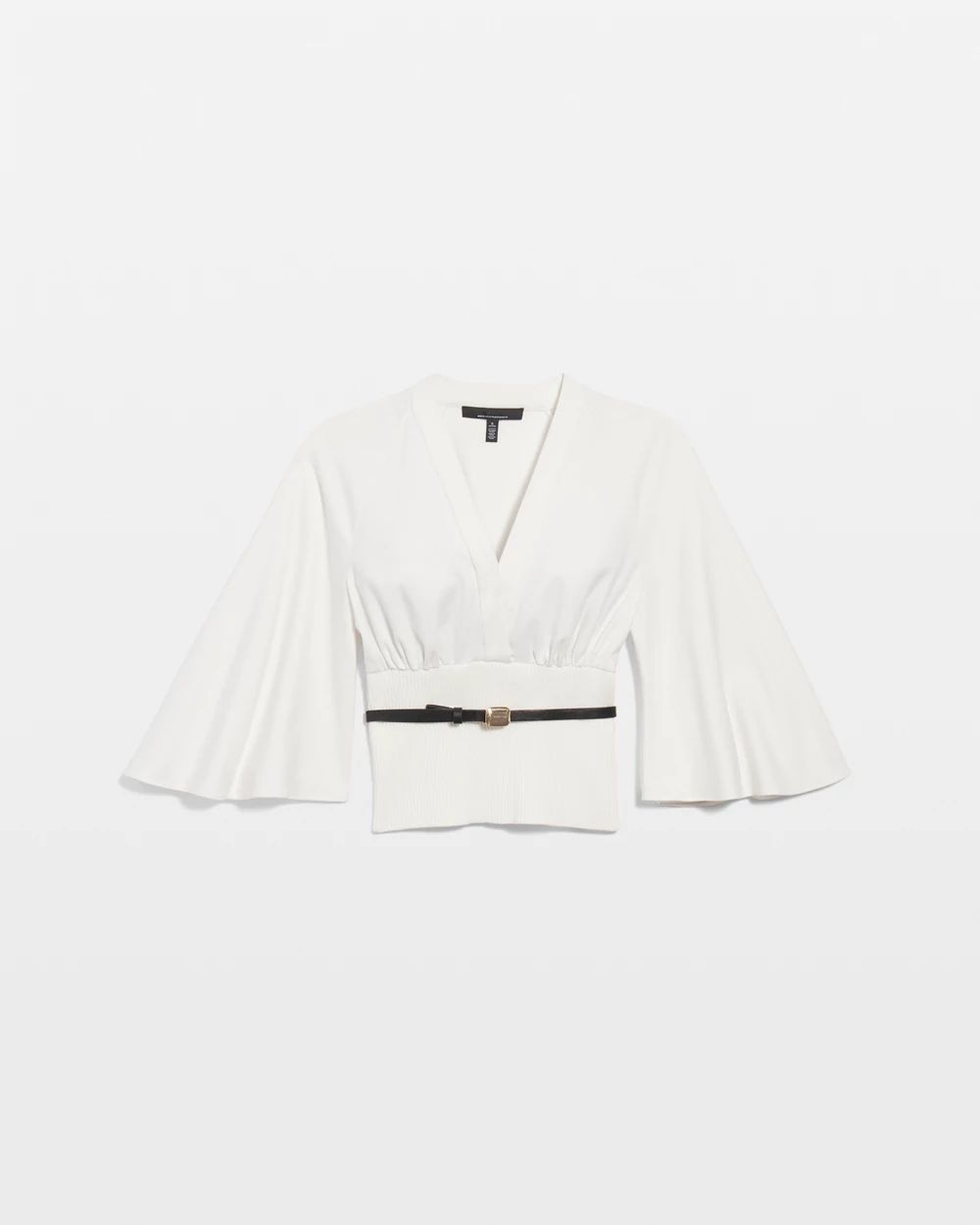 Knit Mix Surplice Blouse click to view larger image.