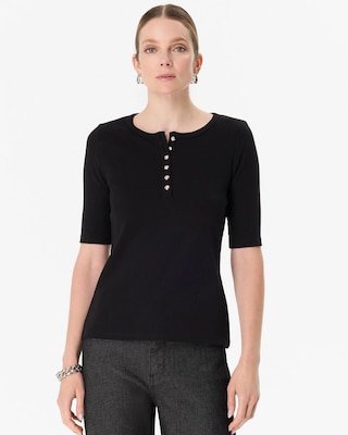 Elbow Sleeve Henley Top