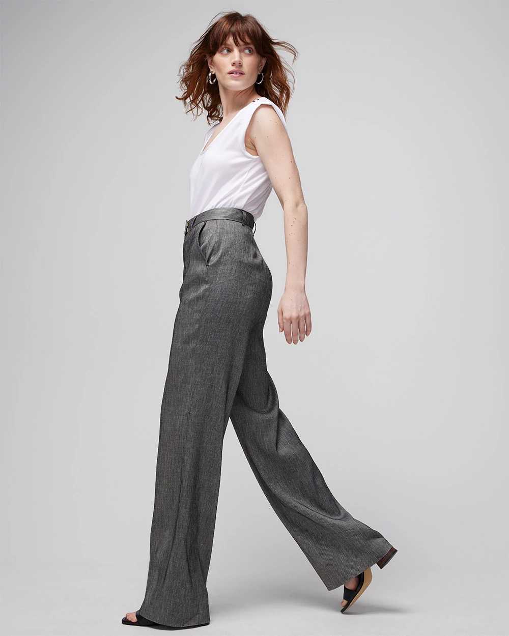 Linen blend wide leg trousers best sale