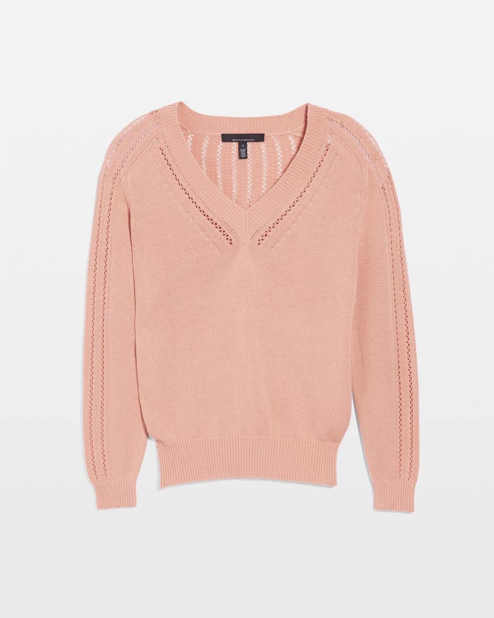 Cashmere Blend Pointelle V-Neck Sweater
