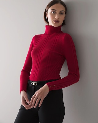 Long Sleeve Transfer Rib Turtleneck