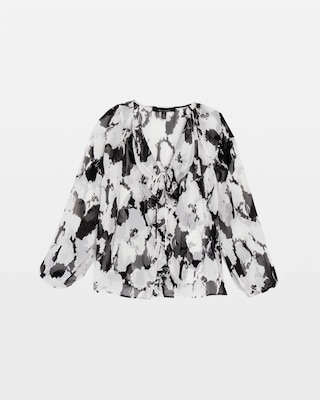 Printed Ruffle Front Blouse click to view larger image.