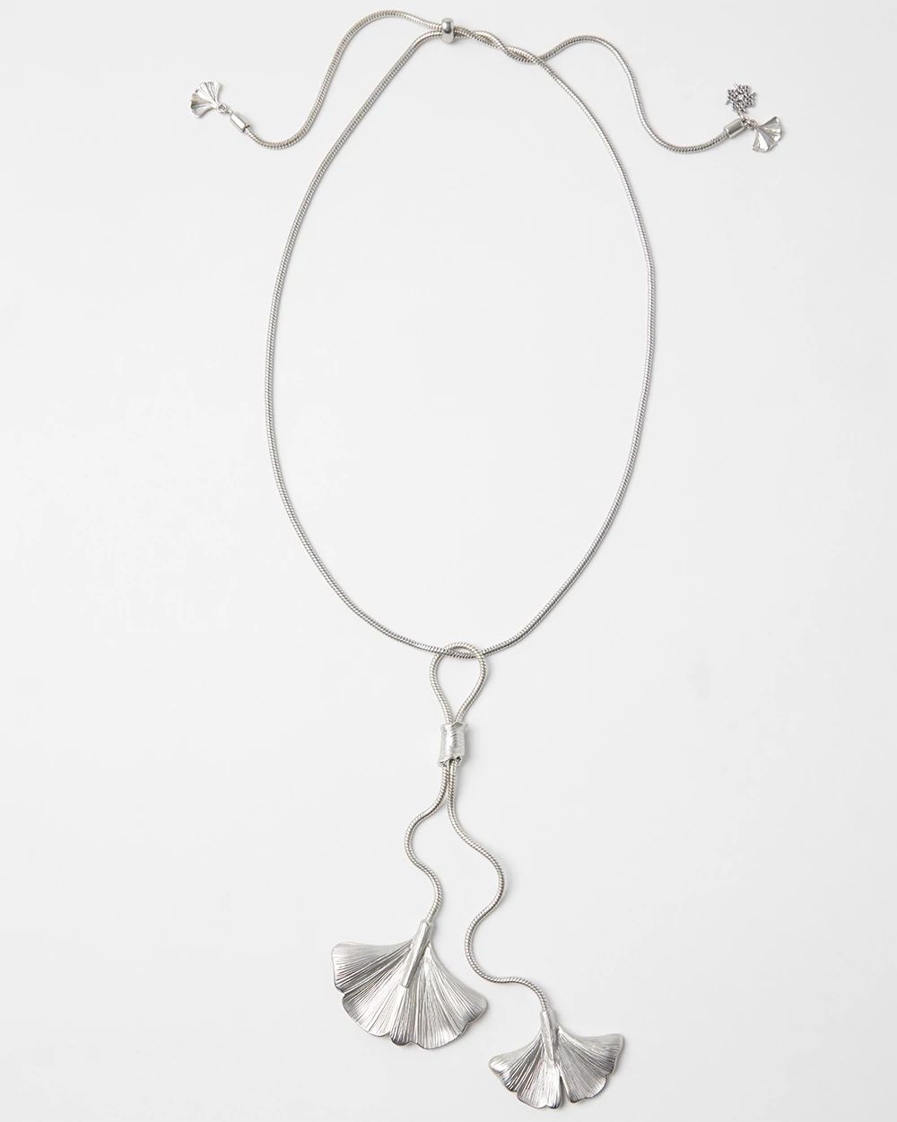 Silvertone Leaf Y-Necklace