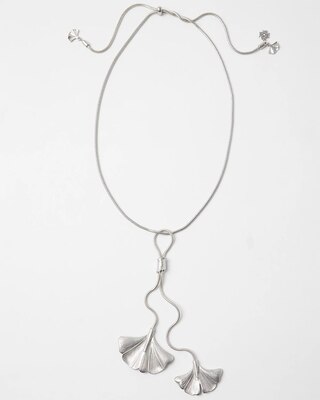 Silvertone Leaf Y-Necklace