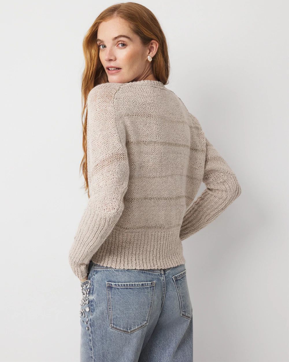 Metallic Dolman Pullover Sweater