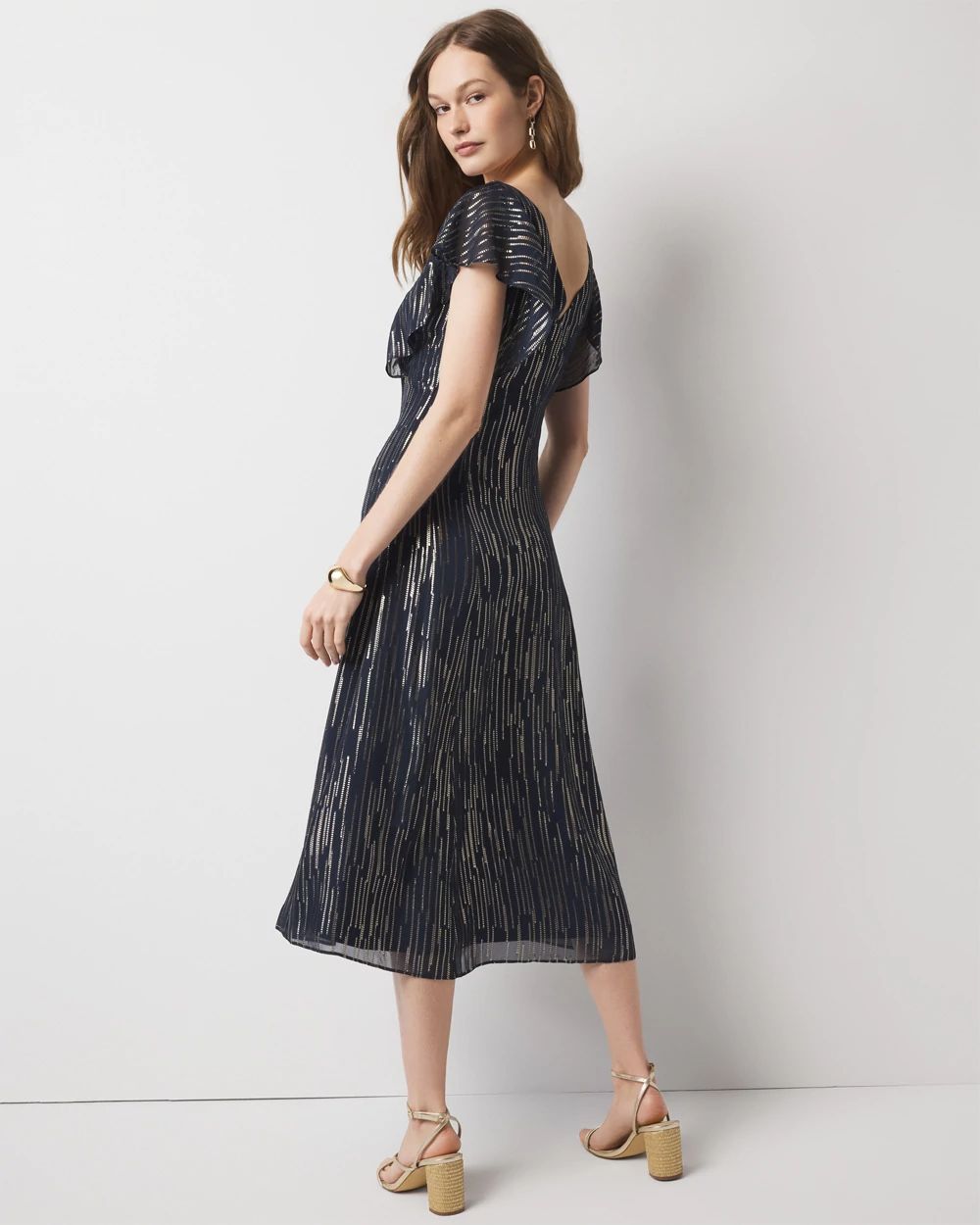 Metallic Clip Midi Slip Dress