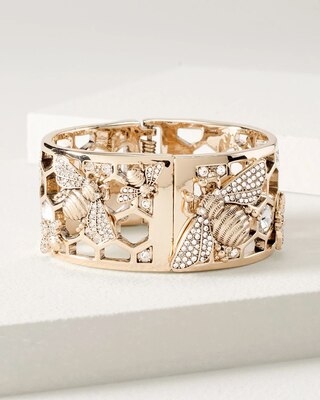 Goldtone & Crystal Bee Cuff Bracelet