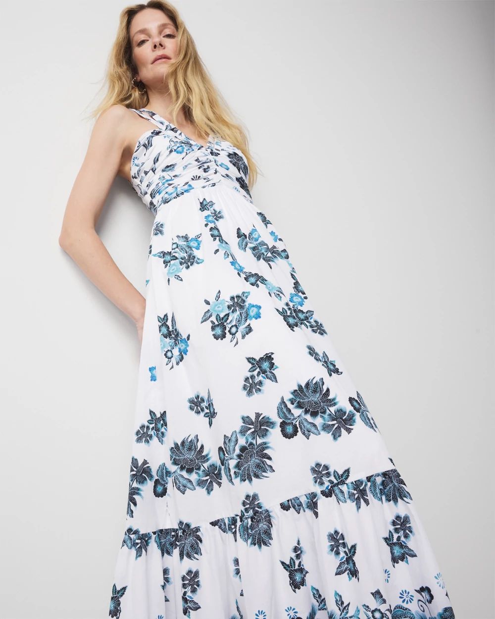 Strappy Floral Halter Maxi Dress