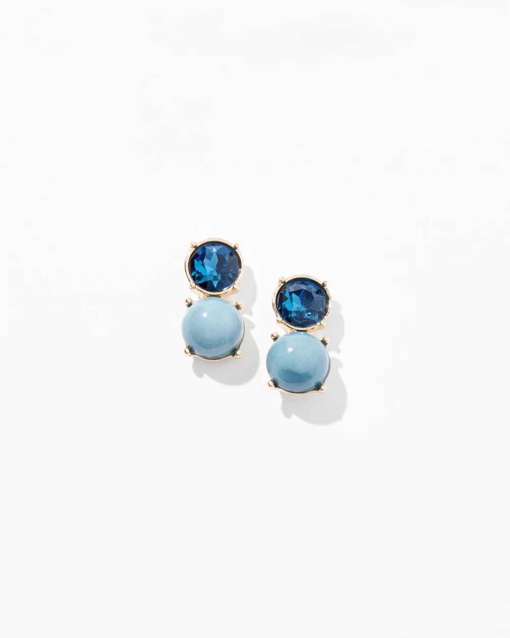 Gold Blue Stone Drop Earrings
