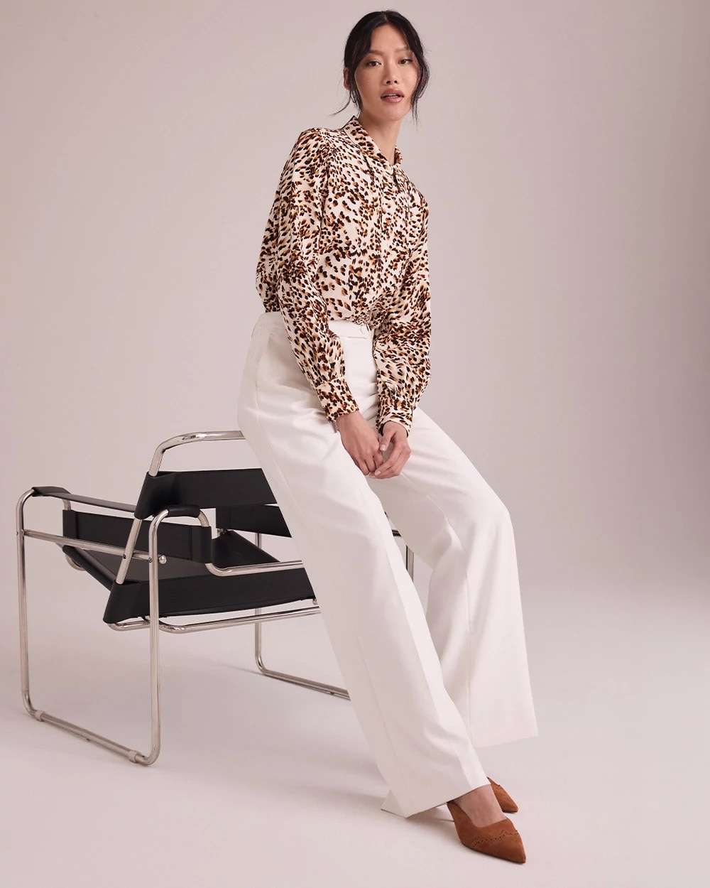 Crepe Pleated Wide Leg Pant