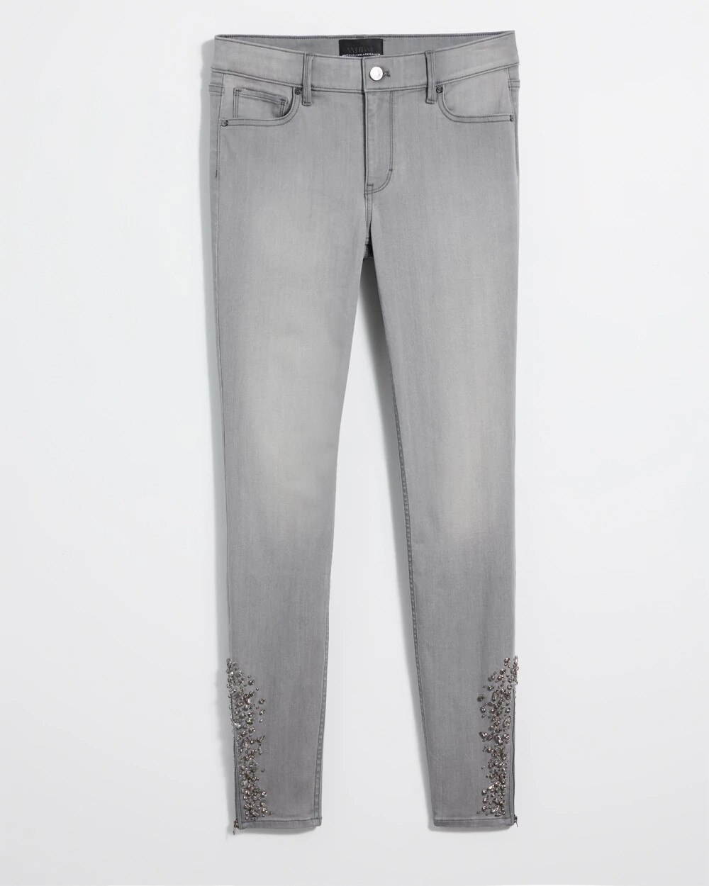 Mid-Rise Skinny Ankle Novelty Hem Jeans