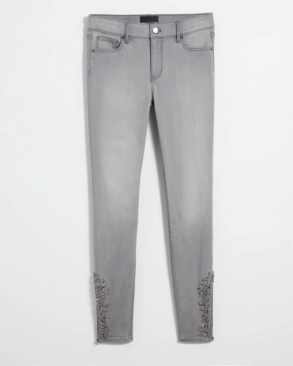 Mid-Rise Skinny Ankle Novelty Hem Jeans click to view larger image.
