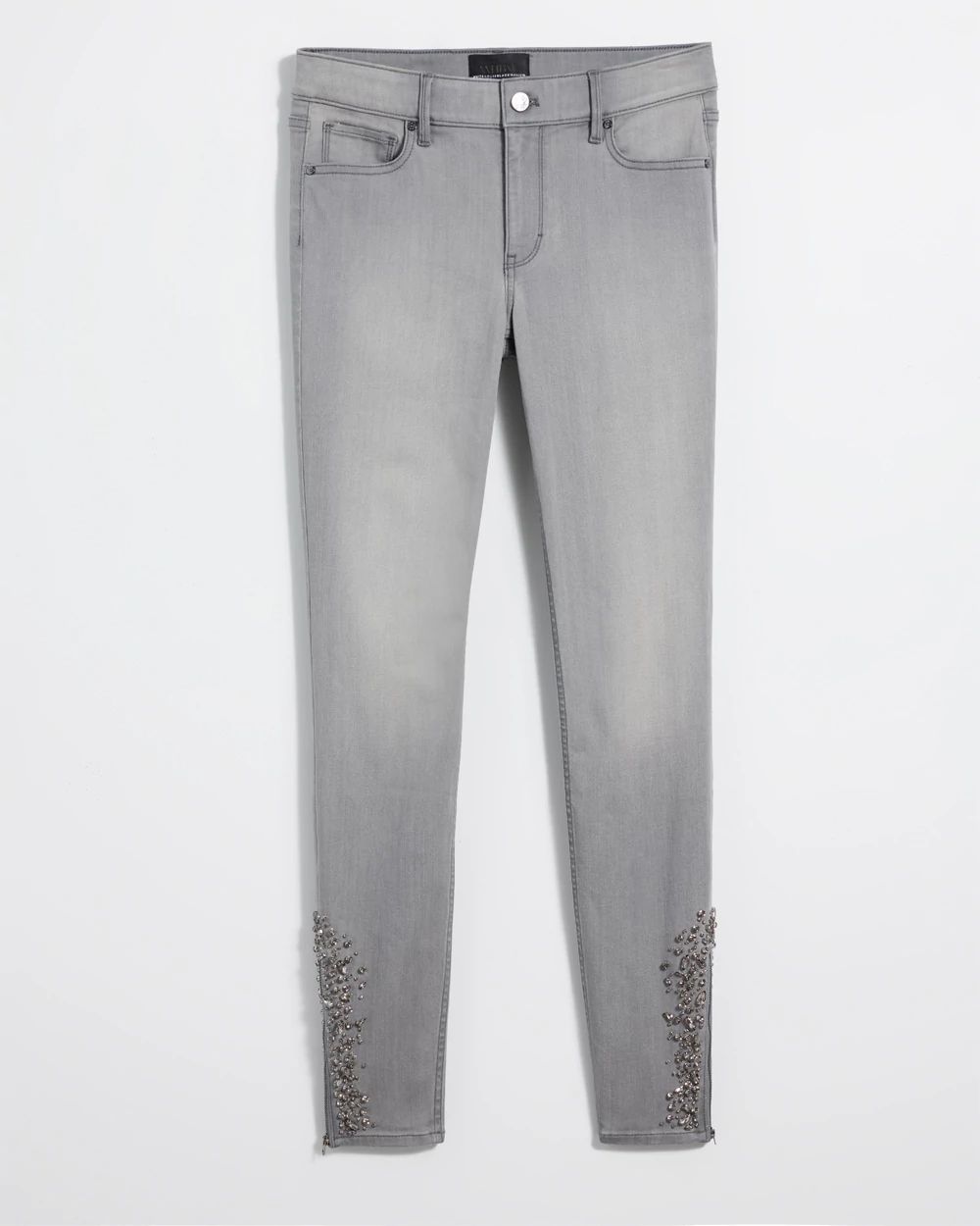 Mid-Rise Skinny Ankle Novelty Hem Jeans
