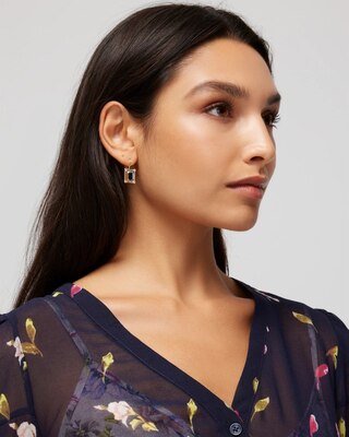 Gold Black Crystal Drop Earrings