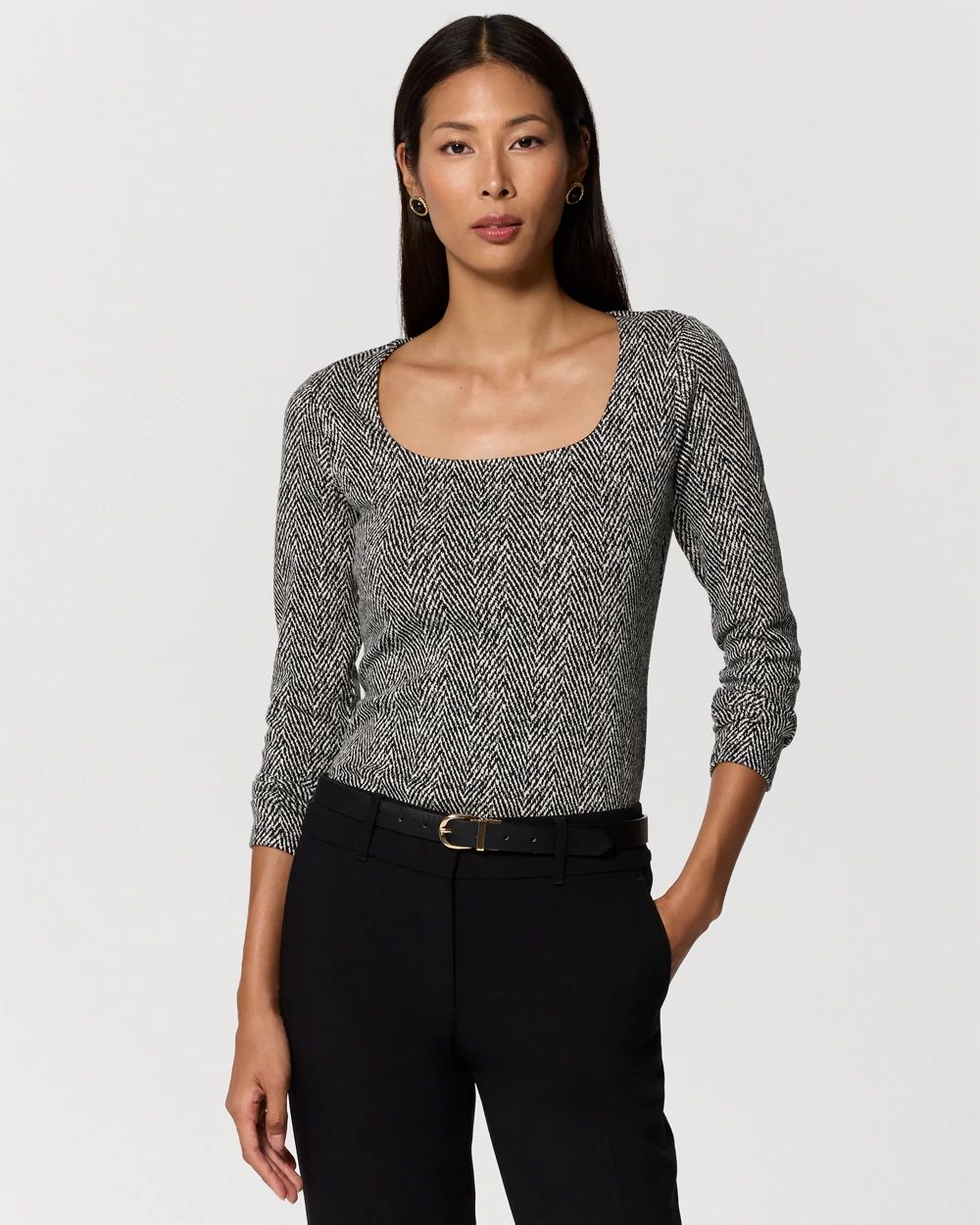 Square Neck Long Sleeve Top