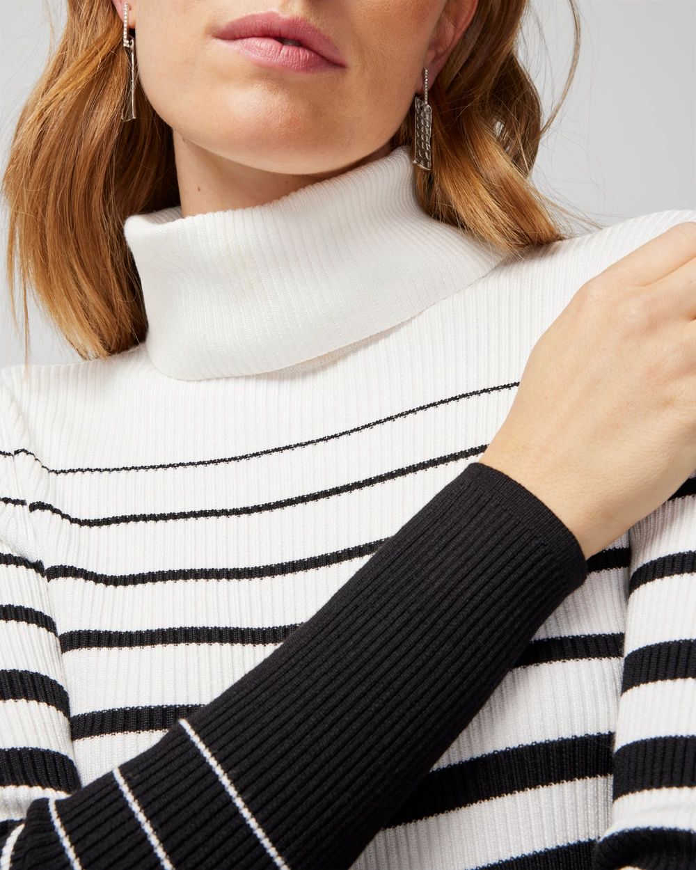 White + Black Stripe Turtleneck
