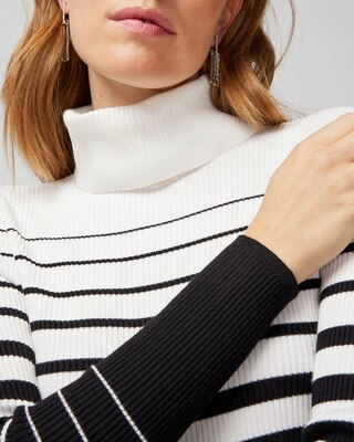 White + Black Stripe Turtleneck