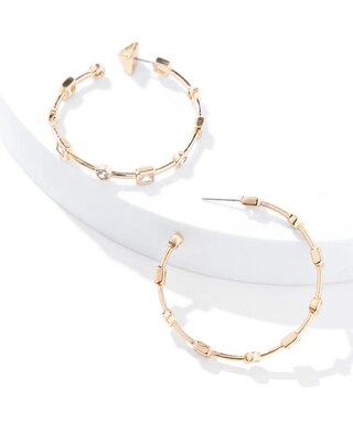 Gold Cubic Zirconia Bezel Hoops
