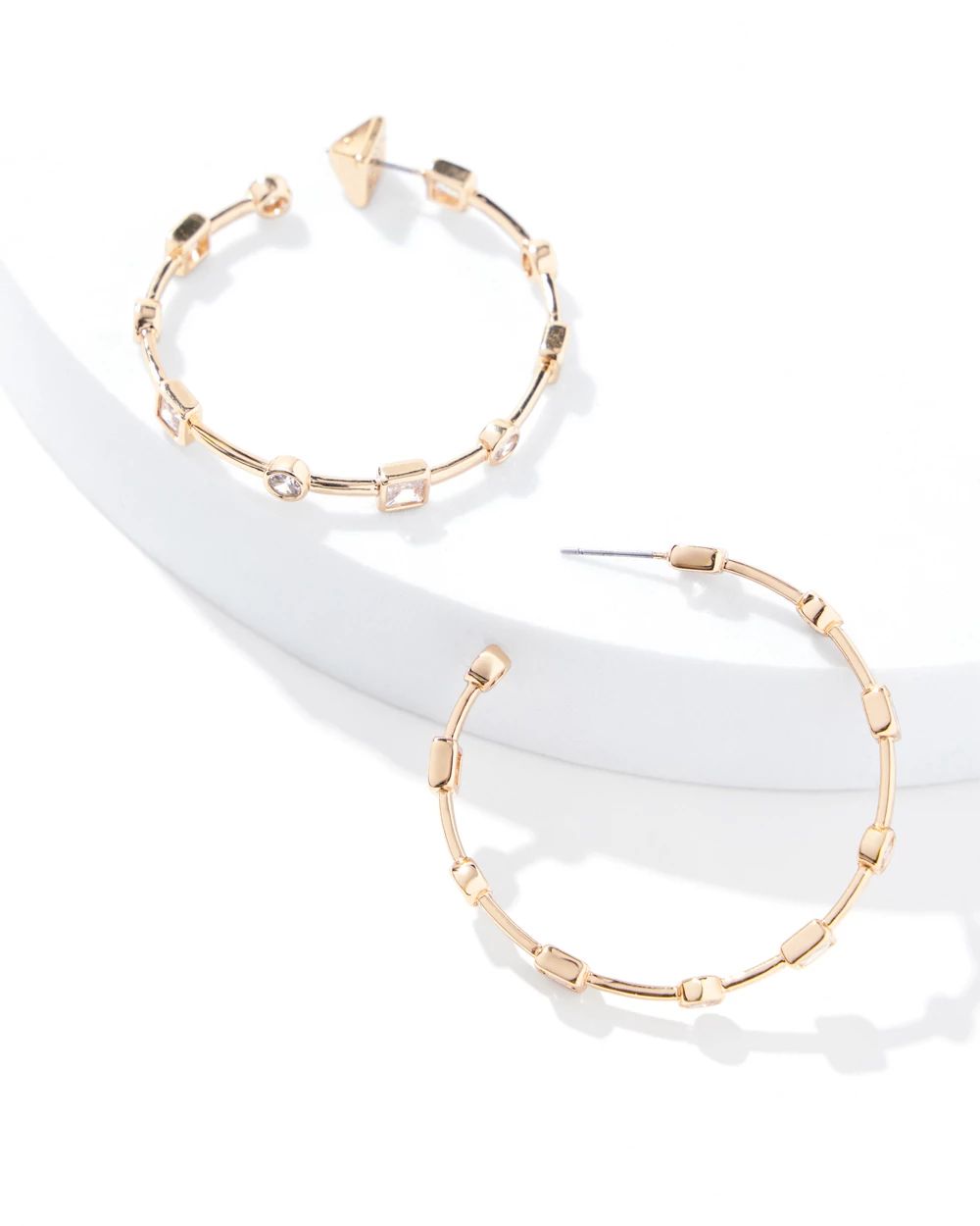 Gold Cubic Zirconia Bezel Hoops