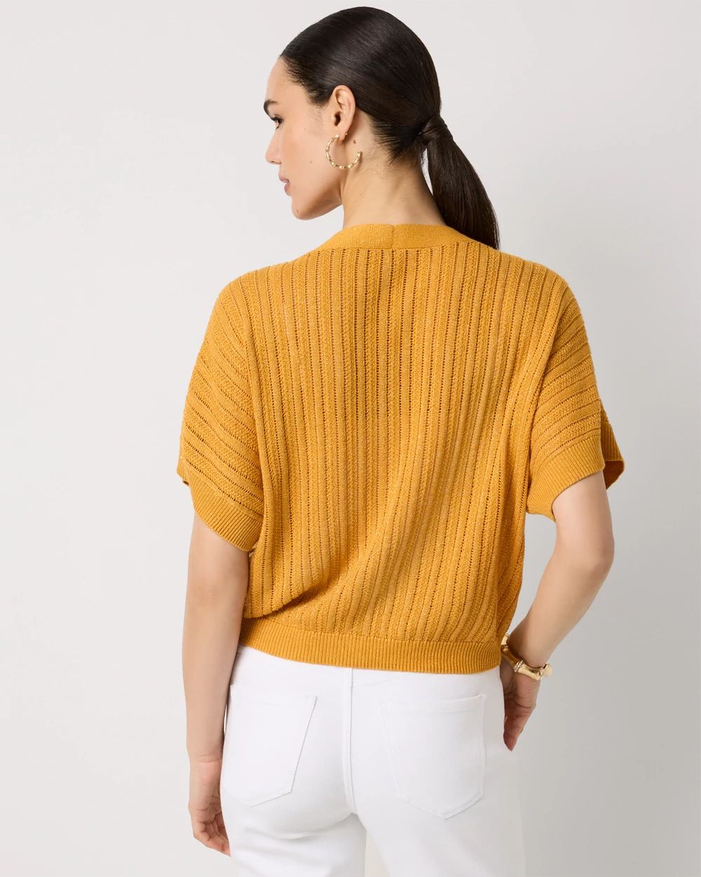 Metallic Short Sleeve Cardigan click to view larger image.