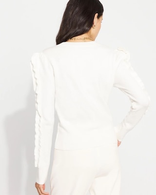 Ruffle Sleeve Pullover Sweater click to view larger image.