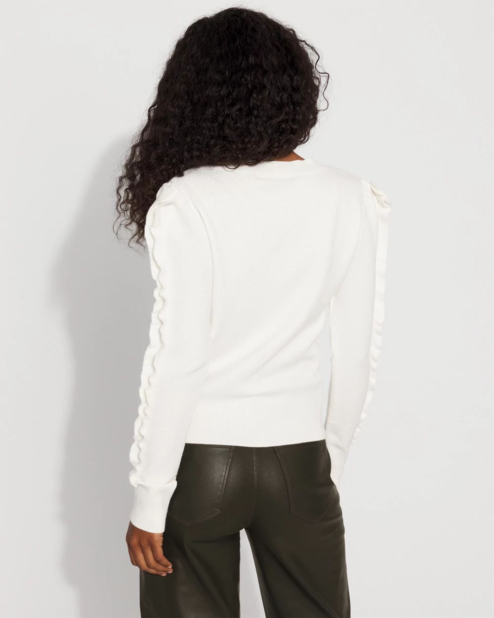 Ruffle Sleeve Pullover Sweater