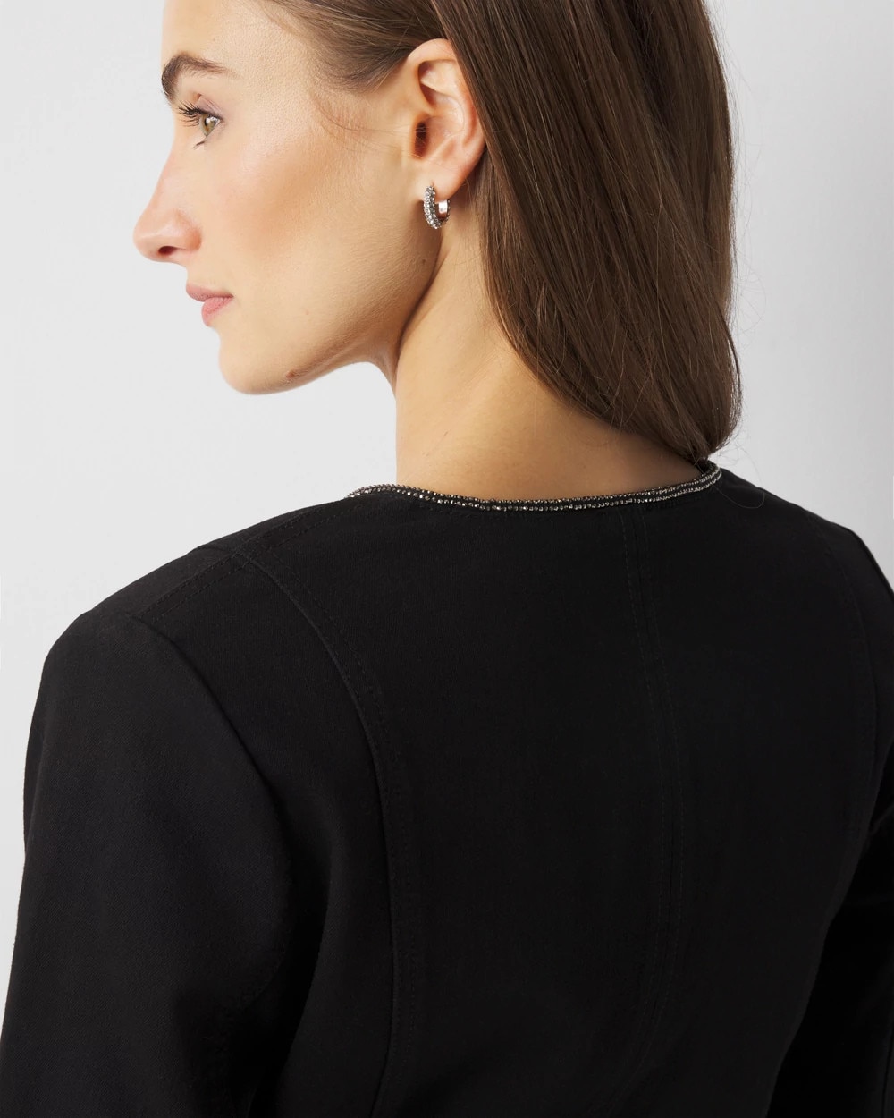 Denim Embellished Trim Jacket