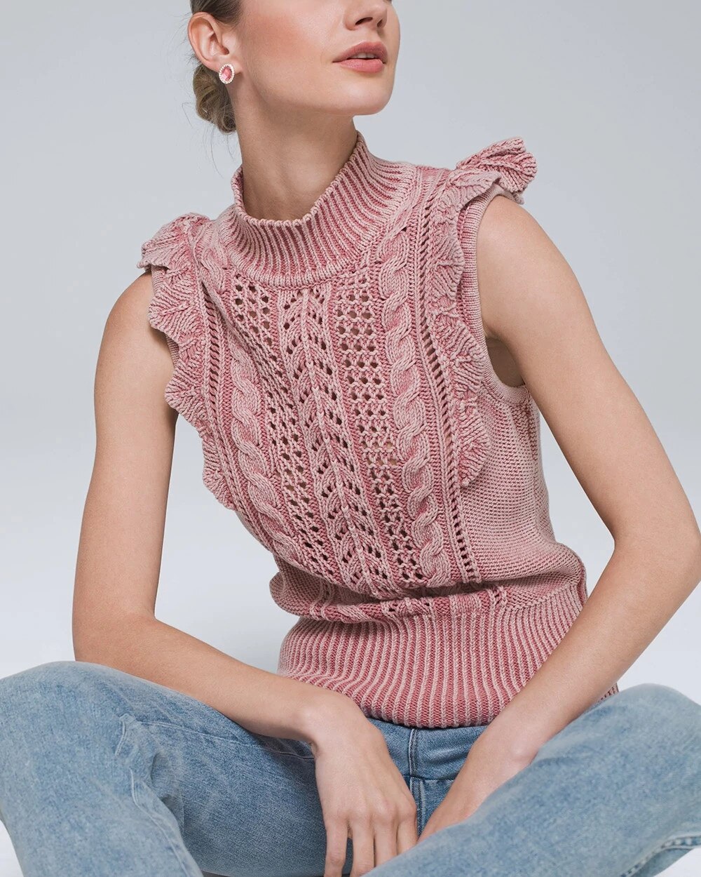 ruffle mock neck