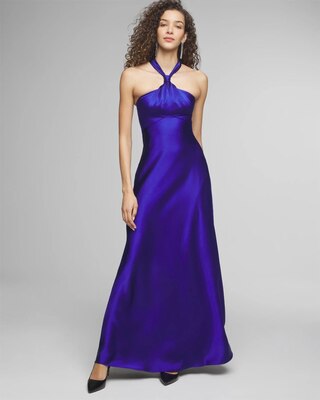 Knot Halter Satin Gown