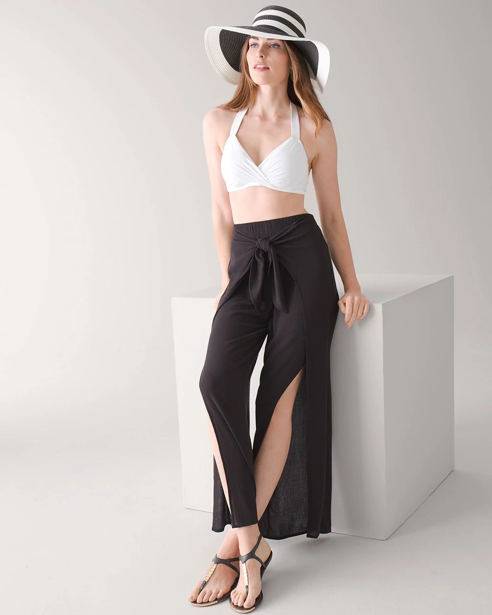 Tie-Front Wrap Beach/Swim Pants