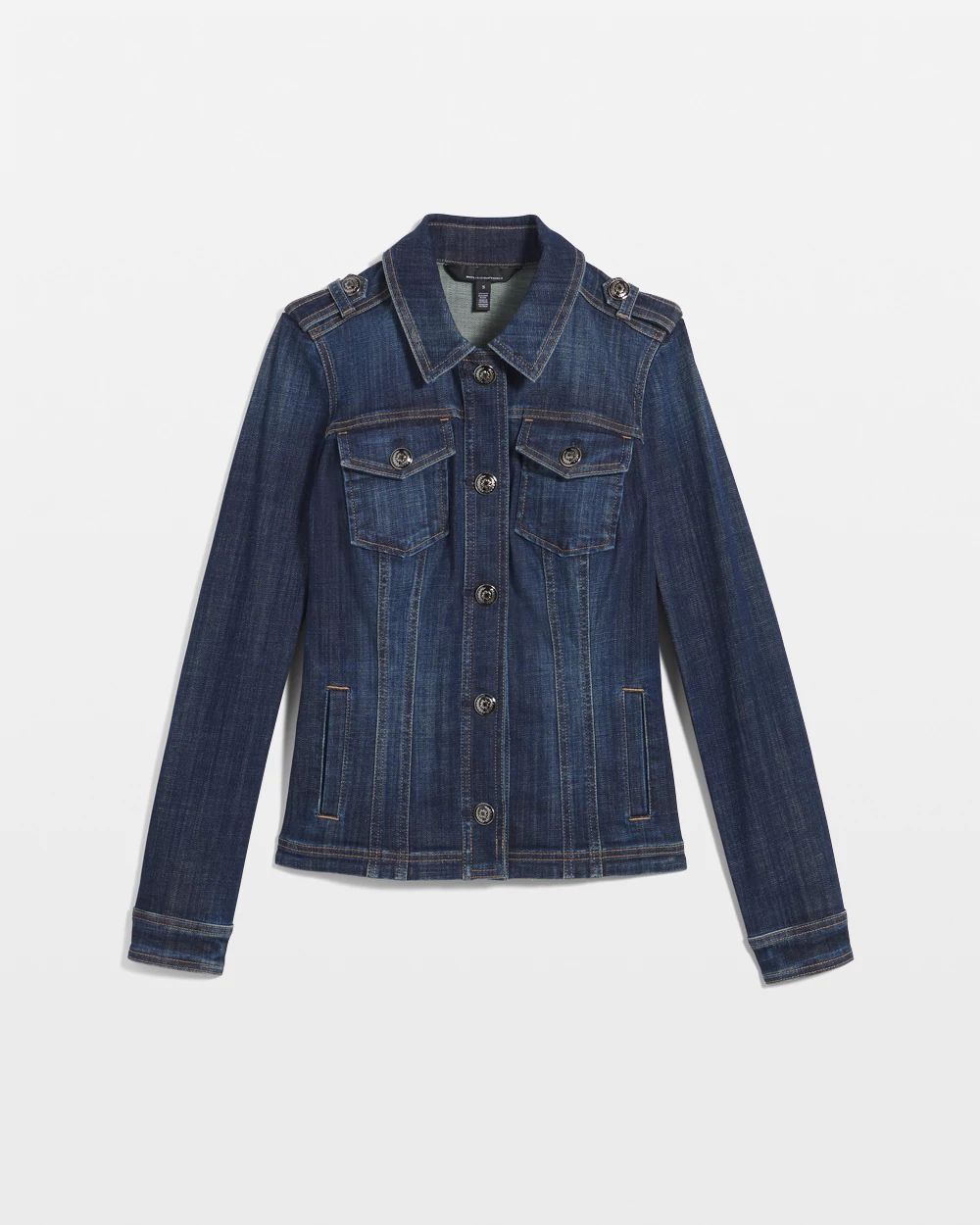 Button-Shoulder Denim Jacket click to view larger image.