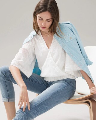 Smocked Lace Kimono Blouse