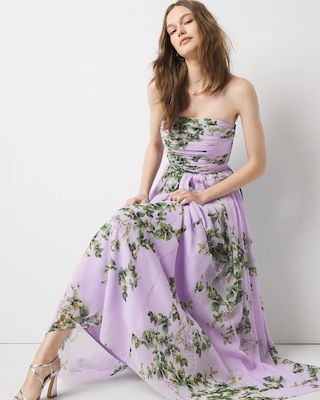 Strapless Chiffon Maxi Dress click to view larger image.
