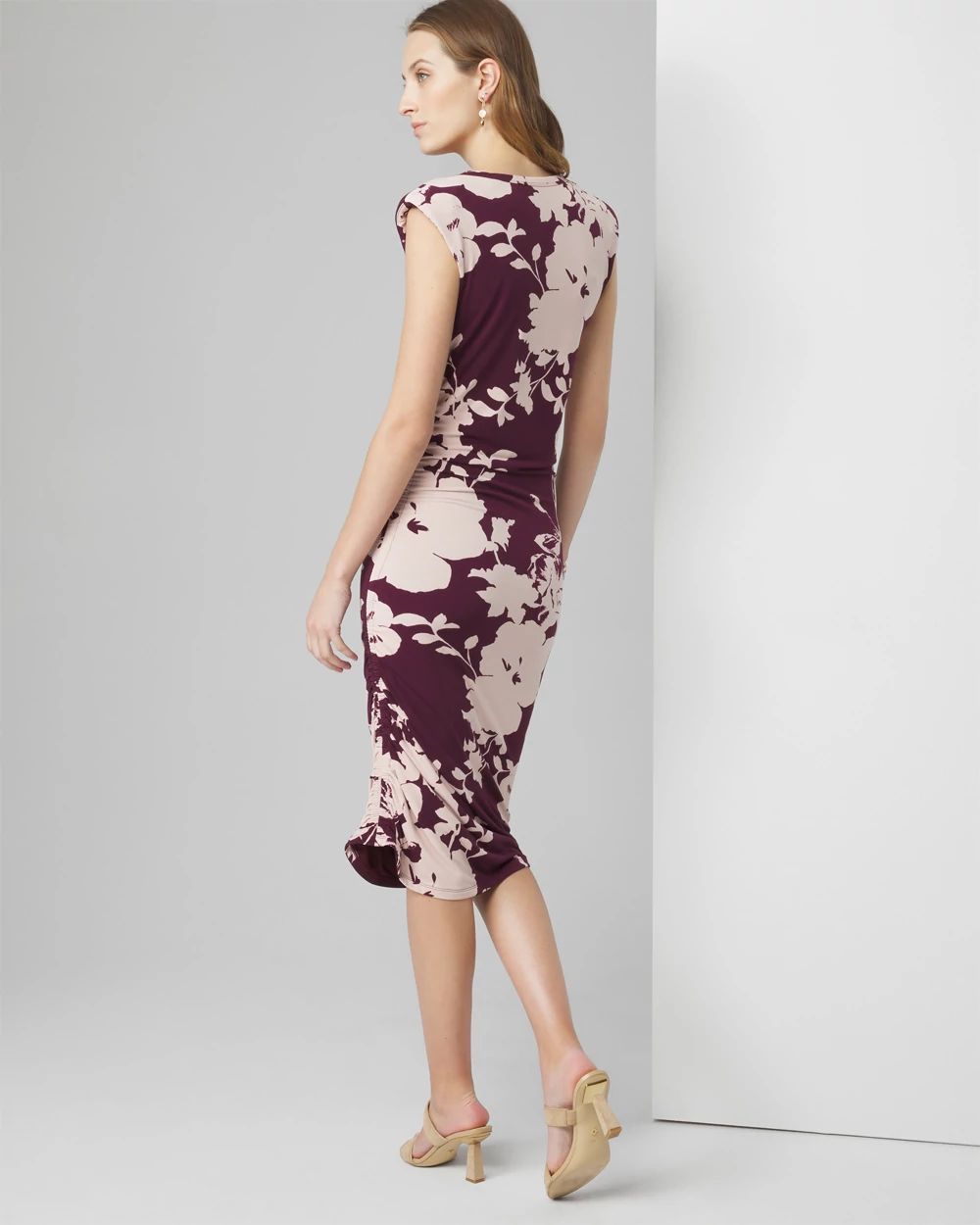 Cap-Sleeve Matte Jersey Ruched Side Dress