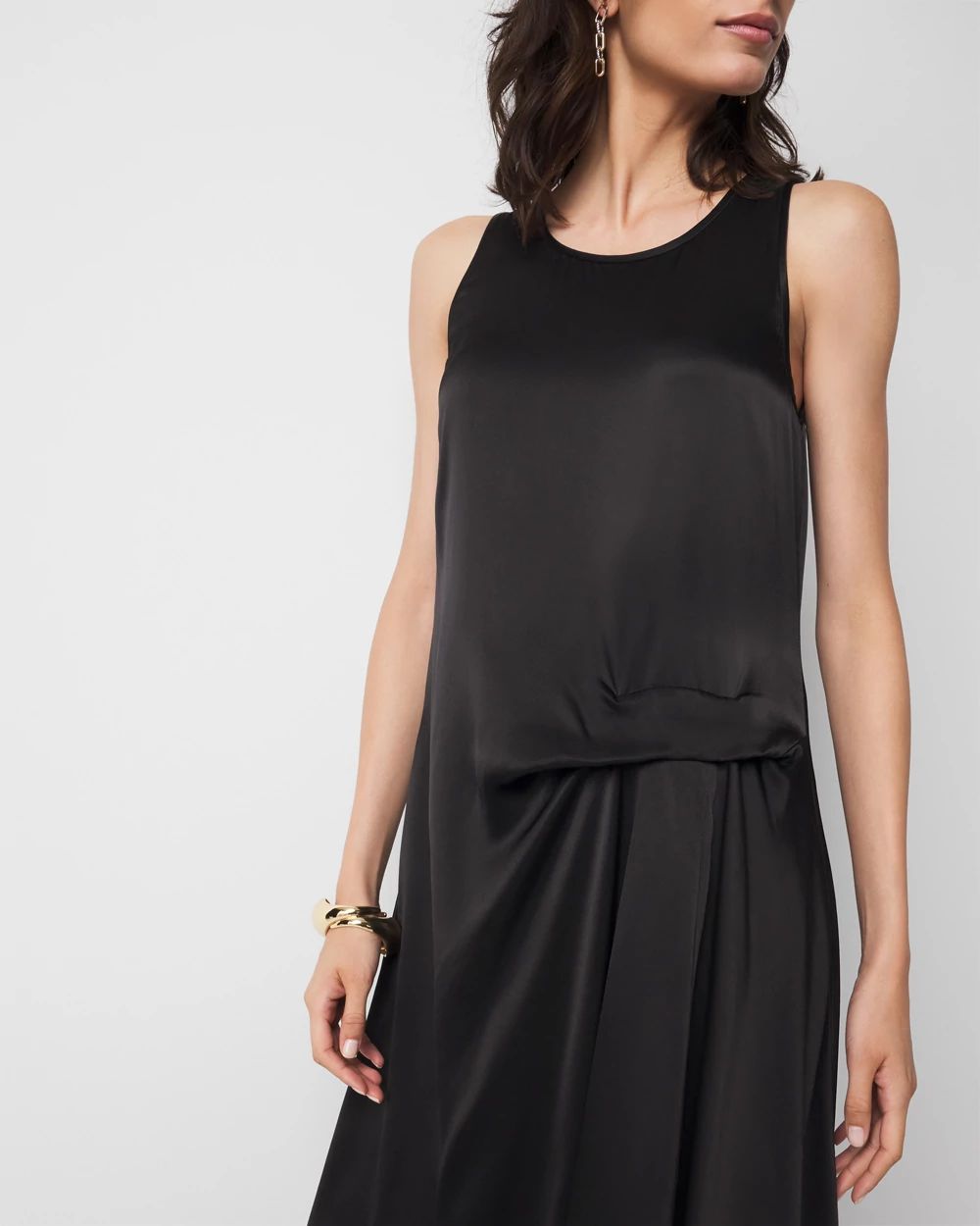 Petite Satin Tank Maxi Dress