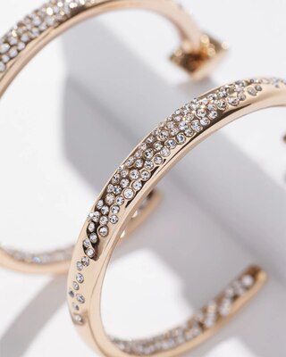 Gold Pave Hoop Earrings