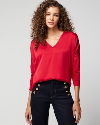 Woven Front Long Sleeve Tee